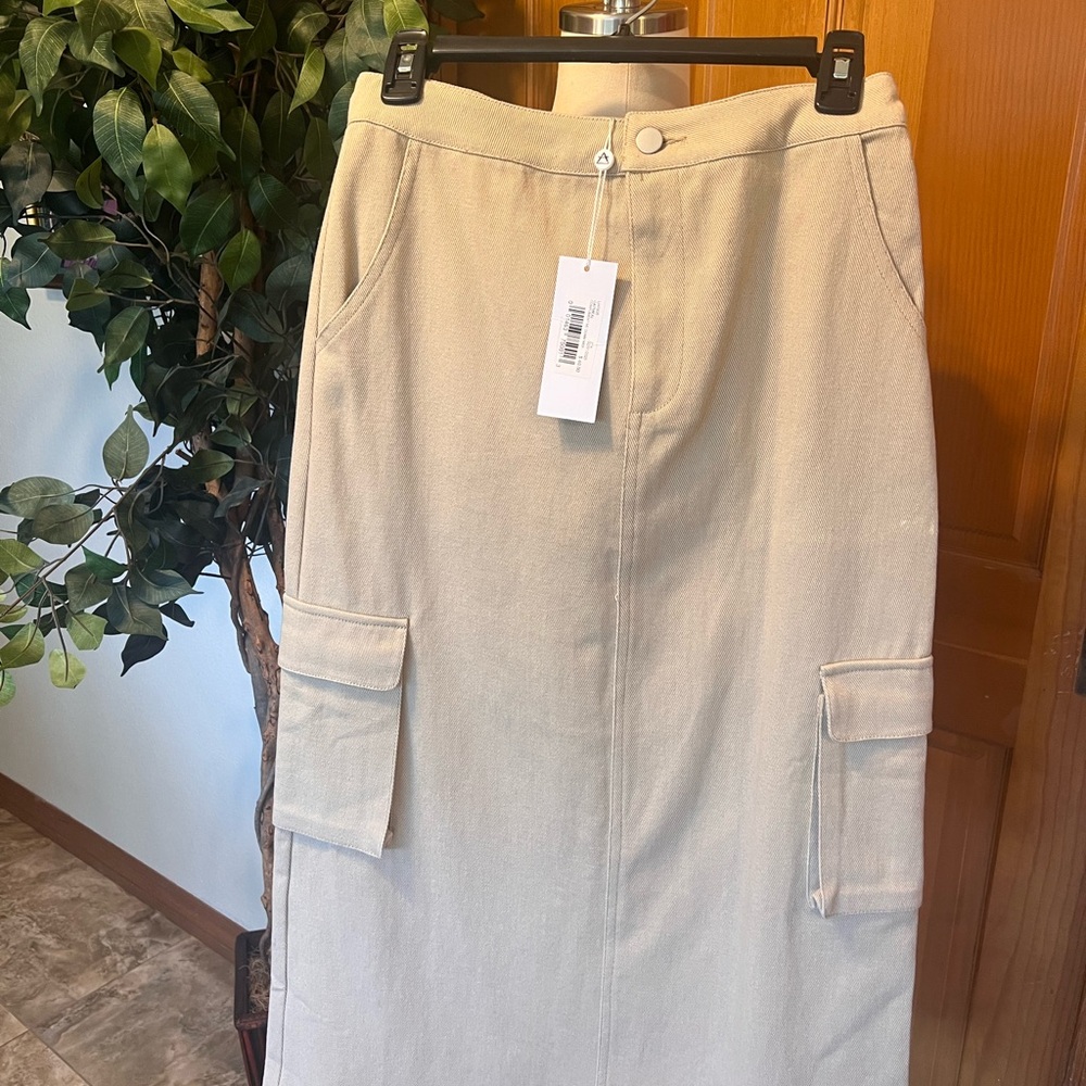 Gorpcore Y2K Khaki Cargo Max Skirt l Hong Kong Grunge Boho l Sz Sm l NWT